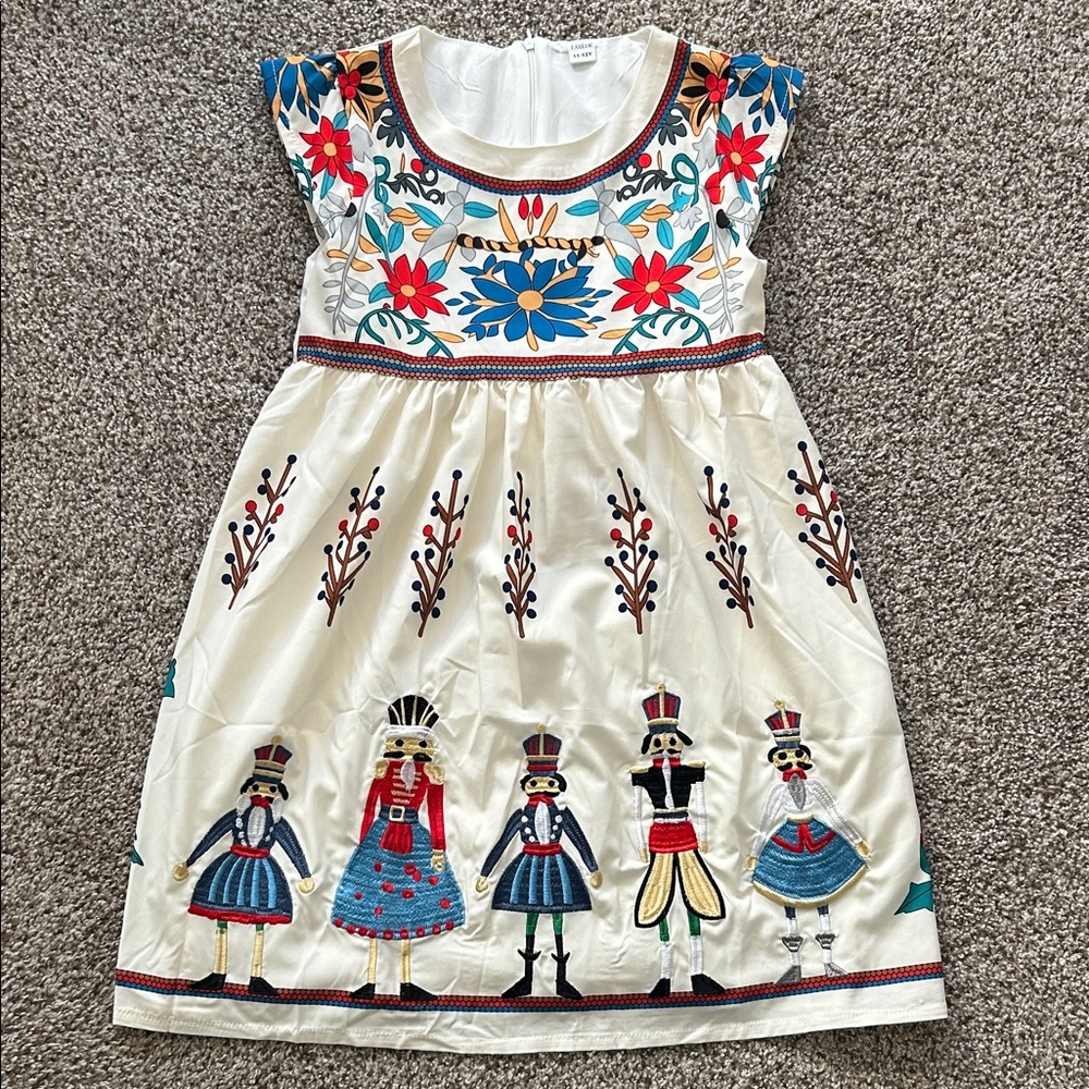 NWOT Mini Taylor Kids Dress with Embroidered Nutcracker design - 11/12